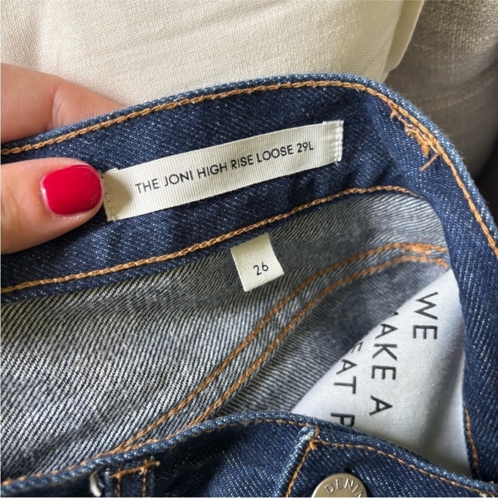 Aritzia Denim Forum The Joni High Rise Loose Jeans 29L Size 26 Inky Dark Blue - Picture 7 of 8